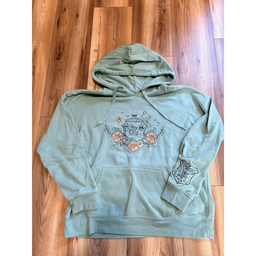 Harry Potter Floral Slytherin Crest Women's Hoodie Sweatshirt BoxLunch Green L